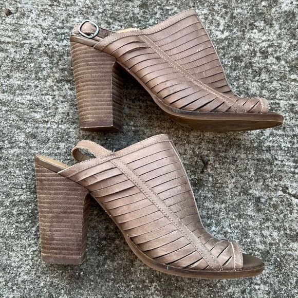 Lucky‎ Brand Women's Lialor Caged Sandals Peep Toe Bootie Leather Upper Brown 8M - Picture 1 of 8